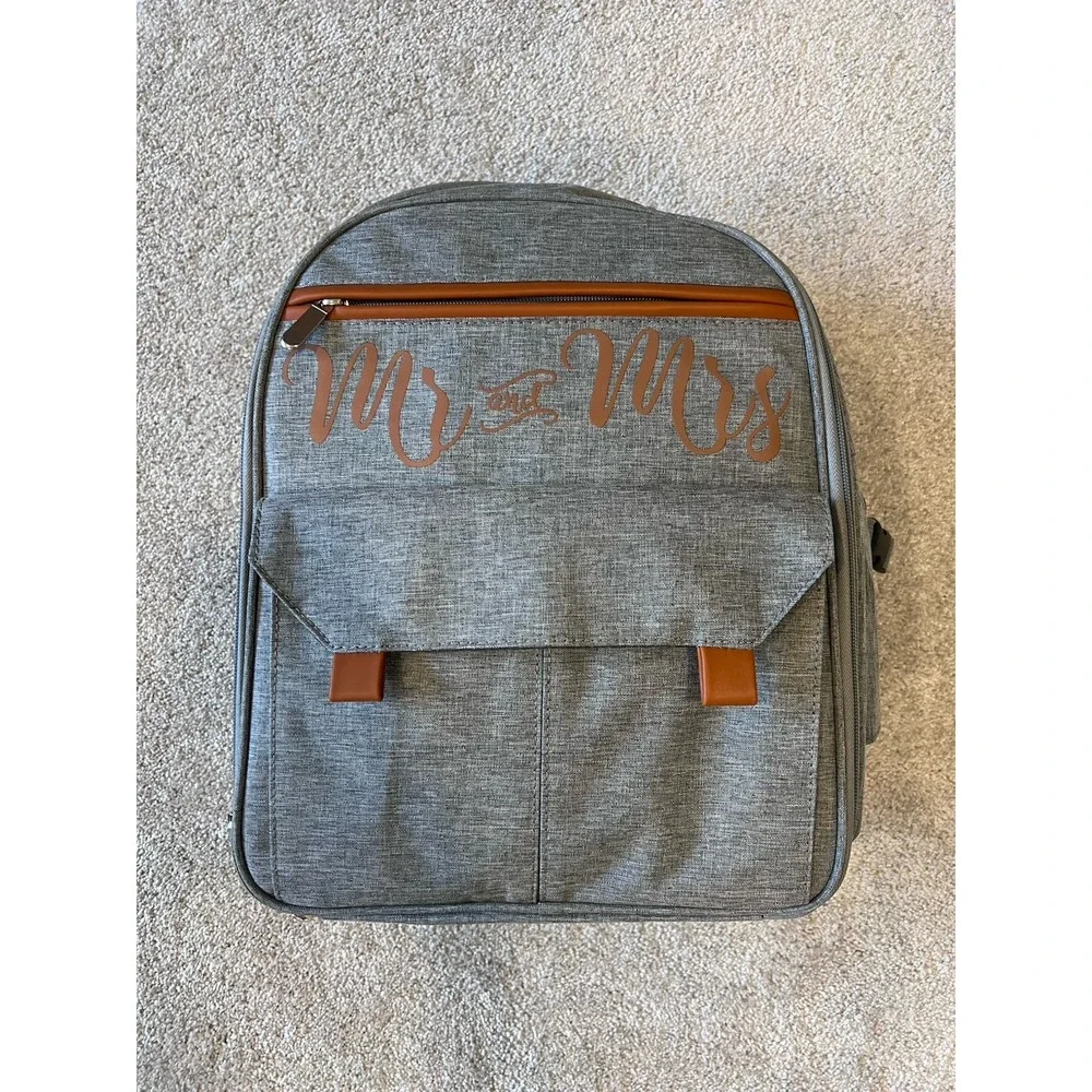 Gray Mr & Mrs Insulated Picnic Backpack